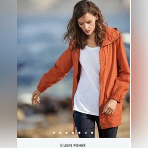 Eileen Fisher Anorak Hooded Jacket Orange Full Zip Outdoor Coat 2X